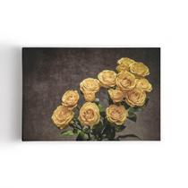 Quadro Buquê De Rosas Amarelas Sépia Flores Canvas 60X40Cm