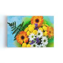 Quadro Buquê Mix de Flores Coloridas Canvas 60x40cm
