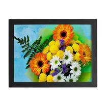 Quadro Buquê Mix De Flores Coloridas Moldura Preta 60X40Cm