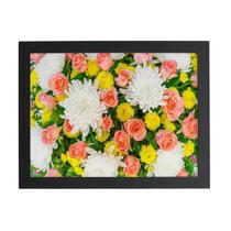 Quadro Buquê Mix De Flores Colorido Moldura Preta 60X40Cm