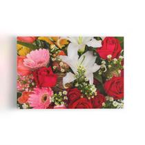 Quadro Buquê Mix De Flores Rosas Colorido Canvas 60X40Cm