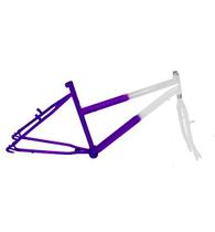 Quadro C/ Garfo 26 MTB 45mm Feminino Branco C/ Violeta Quadro C/ Garfo 26 MTB 45mm Feminino Branco C/ Violeta