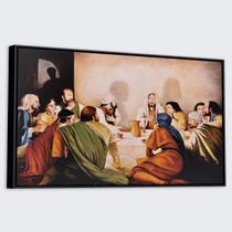 Quadro C/ Moldura Ceia Com Jesus Canvas Ref10 - 63x93cm