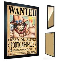 Quadro C/ Moldura One Piece - Cartaz de Procurado Ace