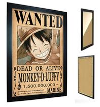 Quadro C/ Moldura One Piece - Cartaz De Procurado Luffy