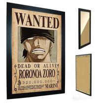 Quadro C/ Moldura One Piece - Cartaz de Procurado Zoro