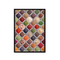Quadro C/Moldura Temperos Recipiente Gastronomia Sala Cozinha Restaurante 43x63
