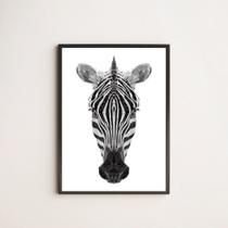 Quadro Cabeça De Zebra Geométrica 24x18cm