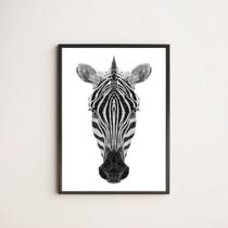 Quadro Cabeça De Zebra Geométrica 33x24cm - com vidro Quadro Cabeça De Zebra Geométrica 33x24cm - com vidro