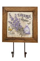 Quadro Cabideiro Lavanda Azulejo Provence Vintage 23x23cm