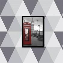 Quadro Cabine Telefônica Londres Vermelha 24x18cm - com vidro