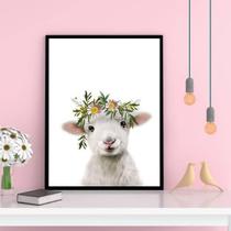 Quadro Cabritinho Coroa De Flores Moldura Preta 24X18Cm Quadro Cabritinho Coroa De Flores Moldura Preta 24X18Cm