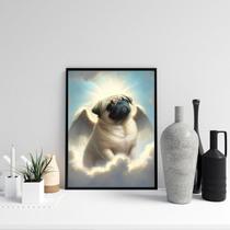 Quadro Cachorrinho Pug Com Asas 33x24cm - com vidro Quadro Cachorrinho Pug Com Asas 33x24cm - com vidro
