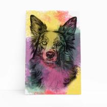 Quadro Cachorro Border Collie Tinta Aquarela Canvas 60x40cm