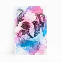Quadro Cachorro Buldogue Inglês Canvas Aquarela 20x30cm Quadro Cachorro Buldogue Inglês Canvas Aquarela 20x30cm