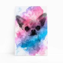 Quadro Cachorro Chihuahua Colorido Aquarela Canvas 30x40cm