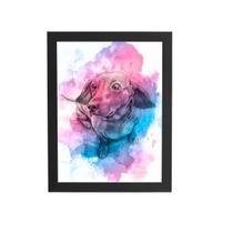 Quadro Cachorro Daschund Salsicha Aquarela Moldura 20X30Cm Quadro Cachorro Daschund Salsicha Aquarela Moldura 20X30Cm
