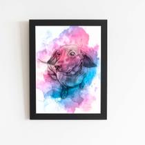Quadro Cachorro Daschund Salsicha Aquarela Moldura 20x30cm Quadro Cachorro Daschund Salsicha Aquarela Moldura 20x30cm