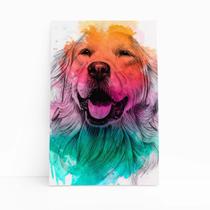 Quadro Cachorro Golden Retriever Aquarela Canvas 60x40cm Quadro Cachorro Golden Retriever Aquarela Canvas 60x40cm