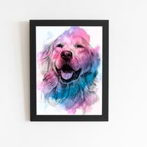 Quadro Cachorro Golden Retriever Aquarela Moldura 60x40cm Quadro Cachorro Golden Retriever Aquarela Moldura 60x40cm