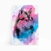 Quadro Cachorro Husky Siberiano Canvas Aquarela 30x40cm