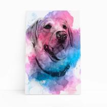 Quadro Cachorro Labrador Aquarela Tinta Canvas 20x30cm