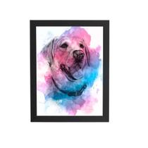 Quadro Cachorro Labrador Aquarela Tinta Moldura 30X40Cm
