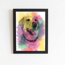 Quadro Cachorro Labrador Tinta Aquarela Moldura 20x30cm