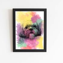 Quadro Cachorro Maltês Tinta Aquarela Moldura 60x40cm Quadro Cachorro Maltês Tinta Aquarela Moldura 60x40cm