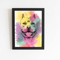 Quadro Cachorro Pitbull Tinta Aquarela Moldura 20x30cm Quadro Cachorro Pitbull Tinta Aquarela Moldura 20x30cm