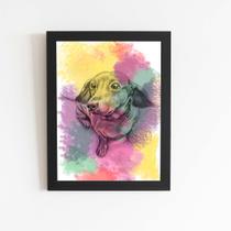 Quadro Cachorro Salsicha Daschund Aquarela Moldura 20x30cm Quadro Cachorro Salsicha Daschund Aquarela Moldura 20x30cm