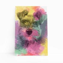 Quadro Cachorro Schnauzer Tinta Aquarela Canvas 20x30cm
