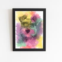 Quadro Cachorro Schnauzer Tinta Aquarela Moldura 30x40cm