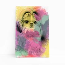 Quadro Cachorro Shih Tzu Fêmea Aquarela Canvas 60x40cm