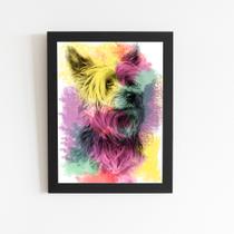 Quadro Cachorro Yorkshire Terrier Aquarela Moldura 30x40cm