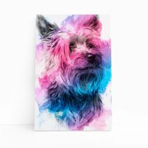 Quadro Cachorro Yorkshire Terrier Canvas Aquarela 60x40cm