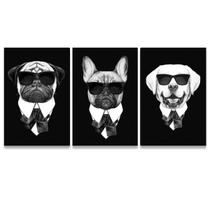 Quadro Cachorros Máfia Pug, Golden Decorativo Sala Quarto