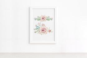 Quadro Cacto Flores Moldura Branca 22x32cm Quadro Cacto Flores Moldura Branca 22x32cm