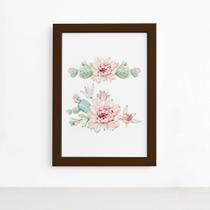 Quadro Cacto Flores Moldura Marrom 22x32cm Quadro Cacto Flores Moldura Marrom 22x32cm