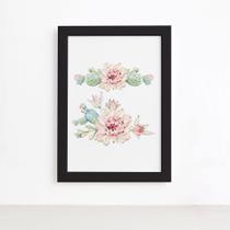 Quadro Cacto Flores Moldura Preta 22x32cm Quadro Cacto Flores Moldura Preta 22x32cm