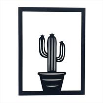 Quadro Cacto MDF Preto Decorativo De Parede Sala Quarto Casa Quadro Cacto MDF Preto Decorativo De Parede Sala Quarto Casa