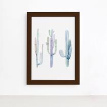 Quadro Cactos Coloridos Moldura Marrom 22x32cm Quadro Cactos Coloridos Moldura Marrom 22x32cm