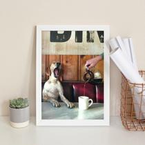 Quadro Café Cachorrinho Cafeteria 33X24Cm - Com Vidro