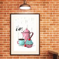 Quadro Café Com Cupcake- 60x48cm