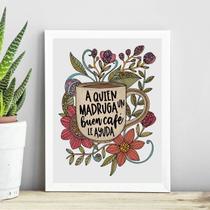 Quadro Café Com Flores - Buen Café 45x34cm - com vidro Quadro Café Com Flores - Buen Café 45x34cm - com vidro