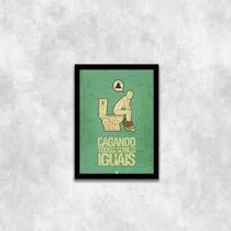 Quadro Cagando Todos Somos Iguais 45X34Cm Com Vidro Preta