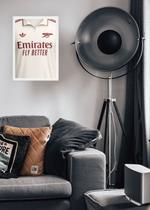 Quadro Camisa Arsenal FC 2025-26 Com Vidro e Moldura Branca Tamanho:21cm x 30cm (A4)