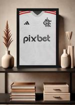Quadro Camisa Flamengo 2023 com Vidro e Moldura Preta Tamanho:21cm x 30cm (A4)