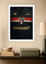 Quadro Camisa São Paulo FC 2025 Com Vidro e Moldura Branca Tamanho:21cm x 30cm (A4)