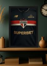 Quadro Camisa São Paulo FC 2025 Com Vidro e Moldura Preta Tamanho:21cm x 30cm (A4)